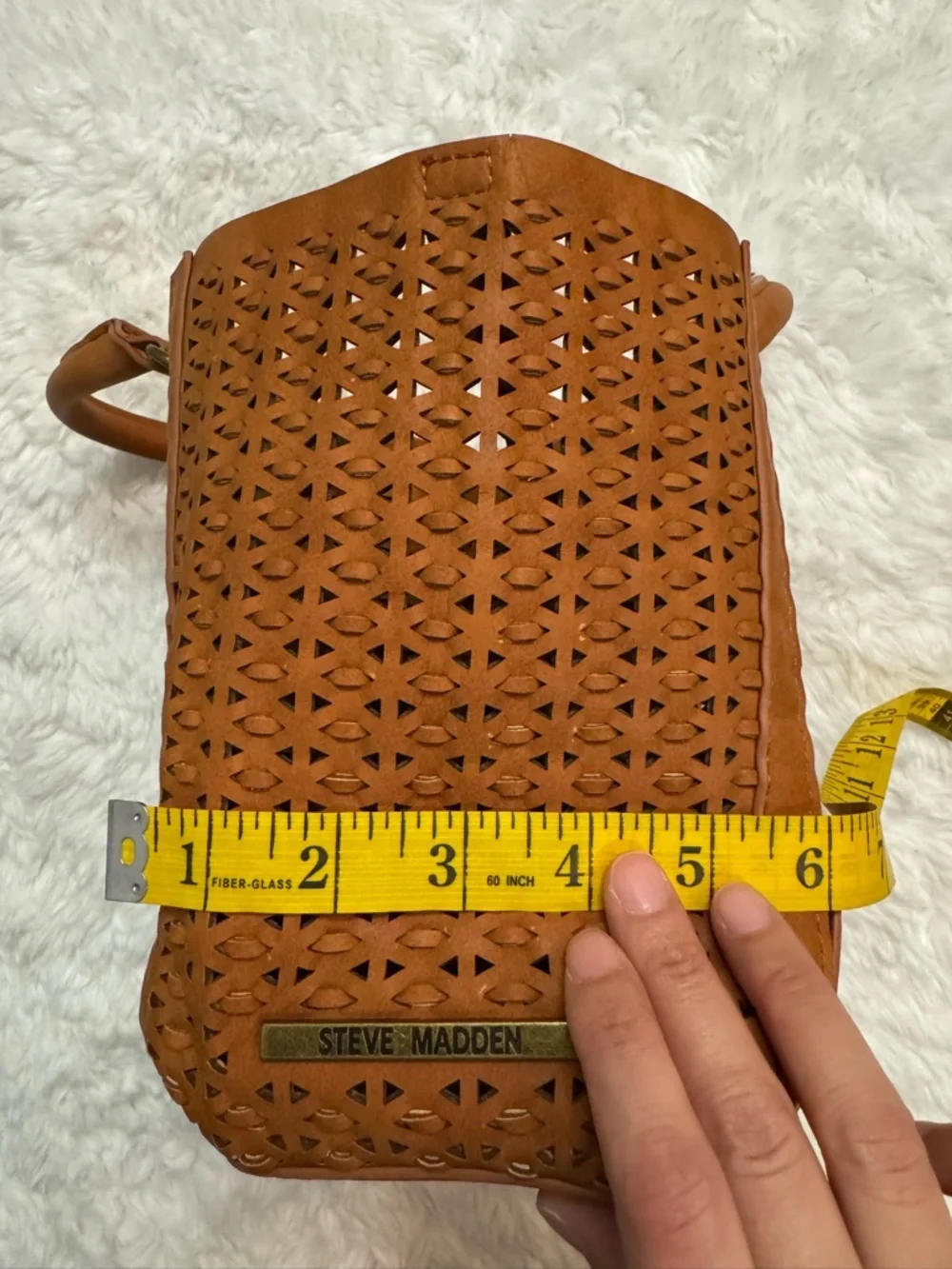 Steve Madden Brown Laser-Cut Satchel Tote